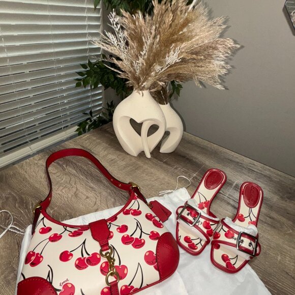 Hamptons Hobo Bag With Cherry Print, Worn once for a photoshoot. - Picture 11 of 12